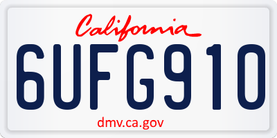 CA license plate 6UFG910