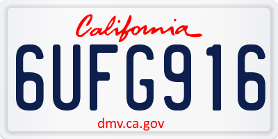 CA license plate 6UFG916