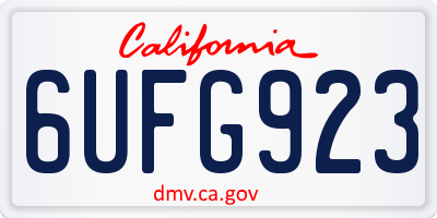CA license plate 6UFG923