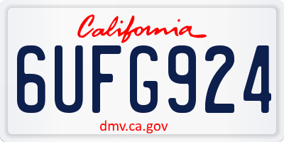CA license plate 6UFG924