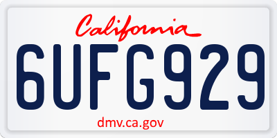 CA license plate 6UFG929