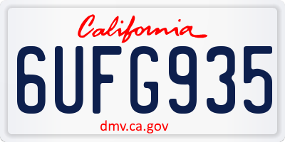 CA license plate 6UFG935