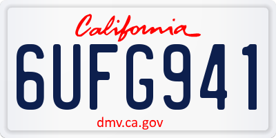 CA license plate 6UFG941