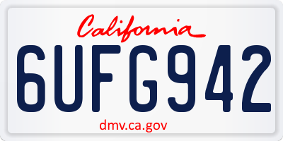 CA license plate 6UFG942