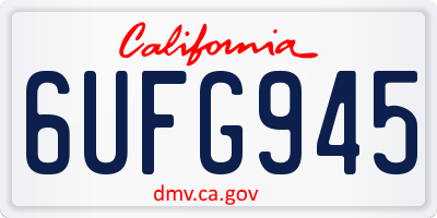CA license plate 6UFG945