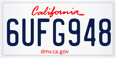 CA license plate 6UFG948