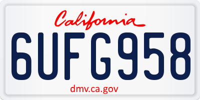 CA license plate 6UFG958