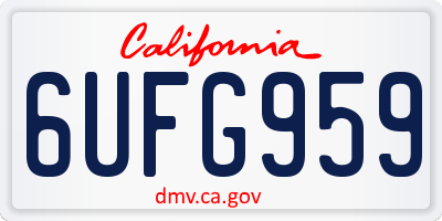 CA license plate 6UFG959