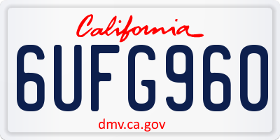 CA license plate 6UFG960