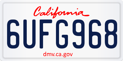CA license plate 6UFG968