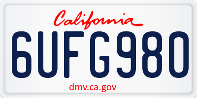 CA license plate 6UFG980