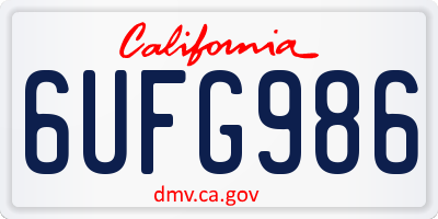 CA license plate 6UFG986