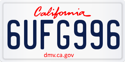 CA license plate 6UFG996