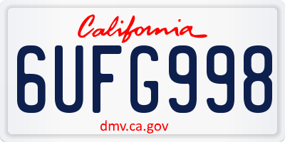 CA license plate 6UFG998