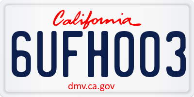 CA license plate 6UFH003