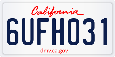 CA license plate 6UFH031
