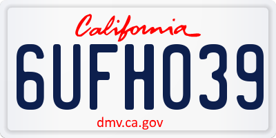CA license plate 6UFH039