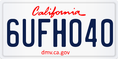 CA license plate 6UFH040