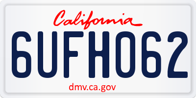 CA license plate 6UFH062
