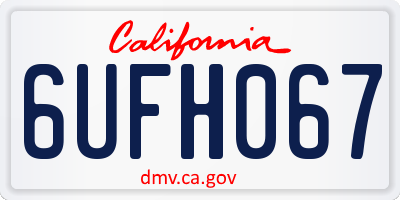 CA license plate 6UFH067