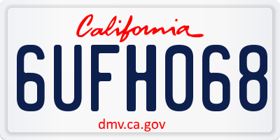 CA license plate 6UFH068