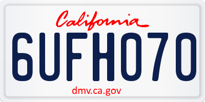 CA license plate 6UFH070