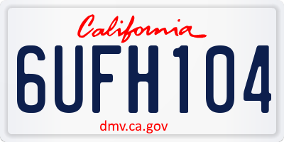 CA license plate 6UFH104