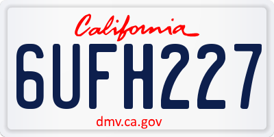 CA license plate 6UFH227