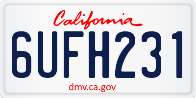 CA license plate 6UFH231