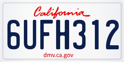 CA license plate 6UFH312
