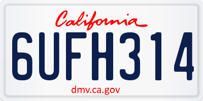 CA license plate 6UFH314