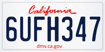 CA license plate 6UFH347