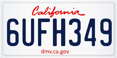 CA license plate 6UFH349