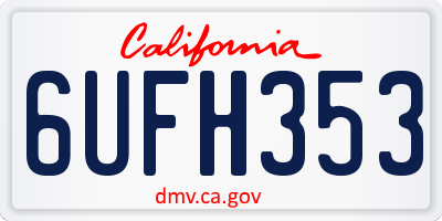 CA license plate 6UFH353