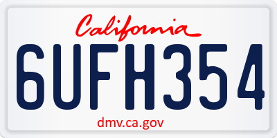 CA license plate 6UFH354