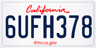 CA license plate 6UFH378