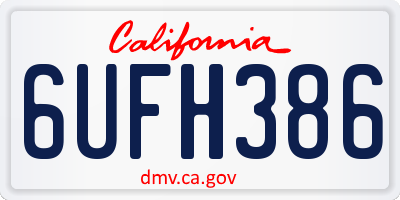 CA license plate 6UFH386