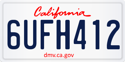 CA license plate 6UFH412