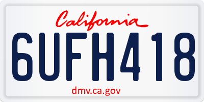 CA license plate 6UFH418