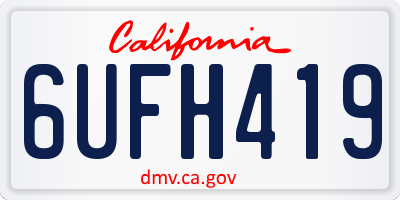 CA license plate 6UFH419