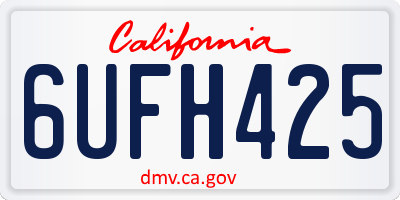 CA license plate 6UFH425