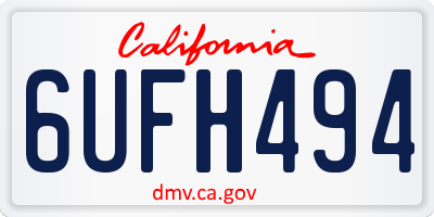 CA license plate 6UFH494