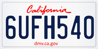 CA license plate 6UFH540