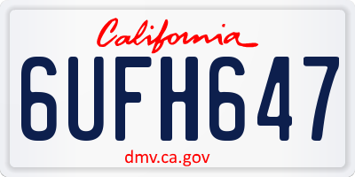 CA license plate 6UFH647
