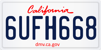 CA license plate 6UFH668