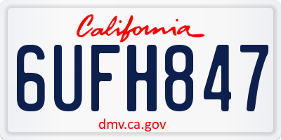 CA license plate 6UFH847