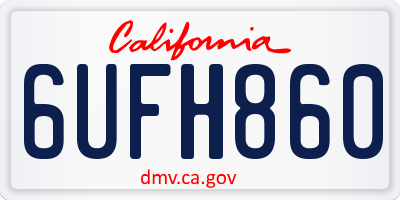 CA license plate 6UFH860