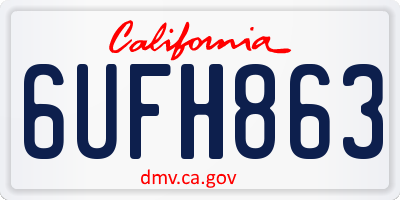 CA license plate 6UFH863