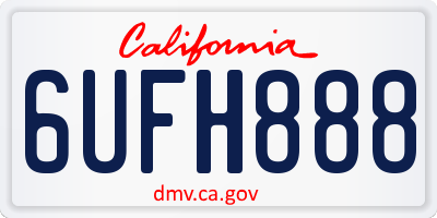 CA license plate 6UFH888