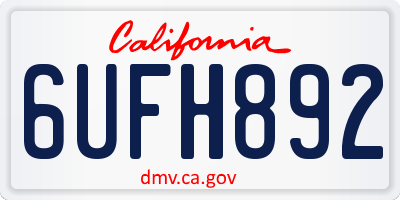 CA license plate 6UFH892